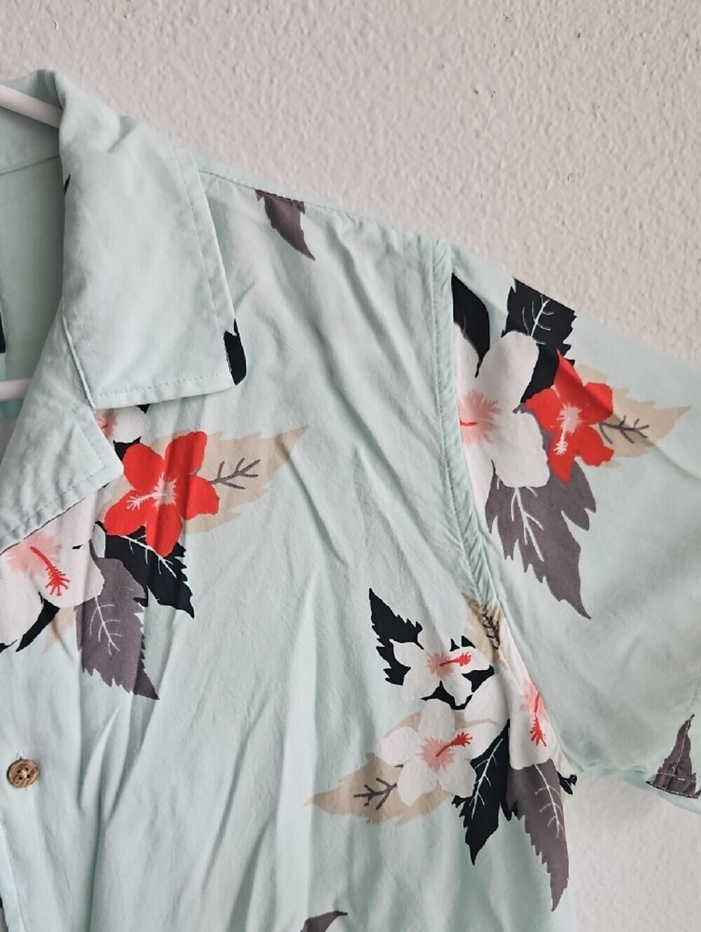 Eight Avenue Men’s Mint Green Floral Button-Down Short-Sleeve Shirt Medium - Picture 4 of 7
